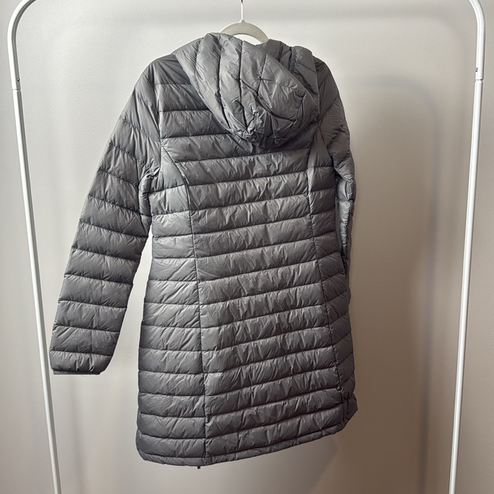 Quince Gray Hooded Puffer Coat Lightweight Down Long  Jacket NWT small - Picture 10 of 13